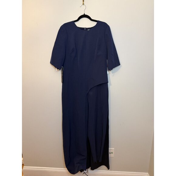 NWT Kay Unger Davina Walk Thru Jumpsuit Blue Sz 16 $308 [jb] - Picture 7 of 11
